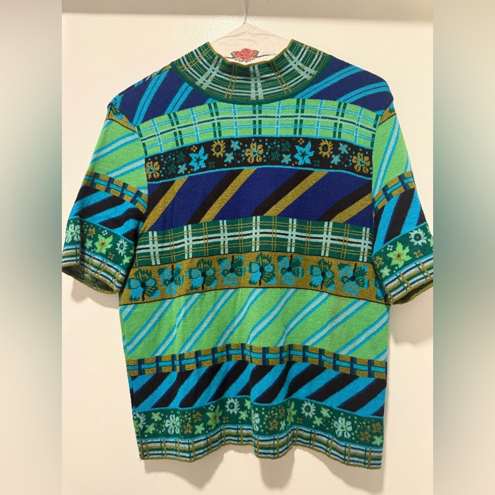 Kenzo Green Print Top Size Small - Picture 2 of 5